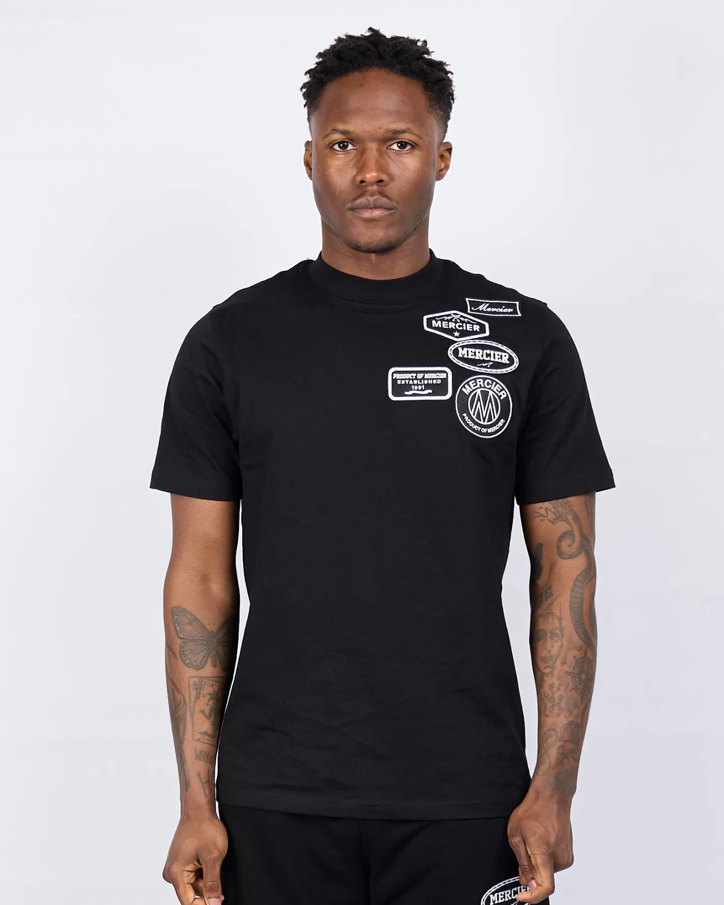 Homme Mercier Ensembles D'été | T-shirts<Black Mono Badge Tshirt