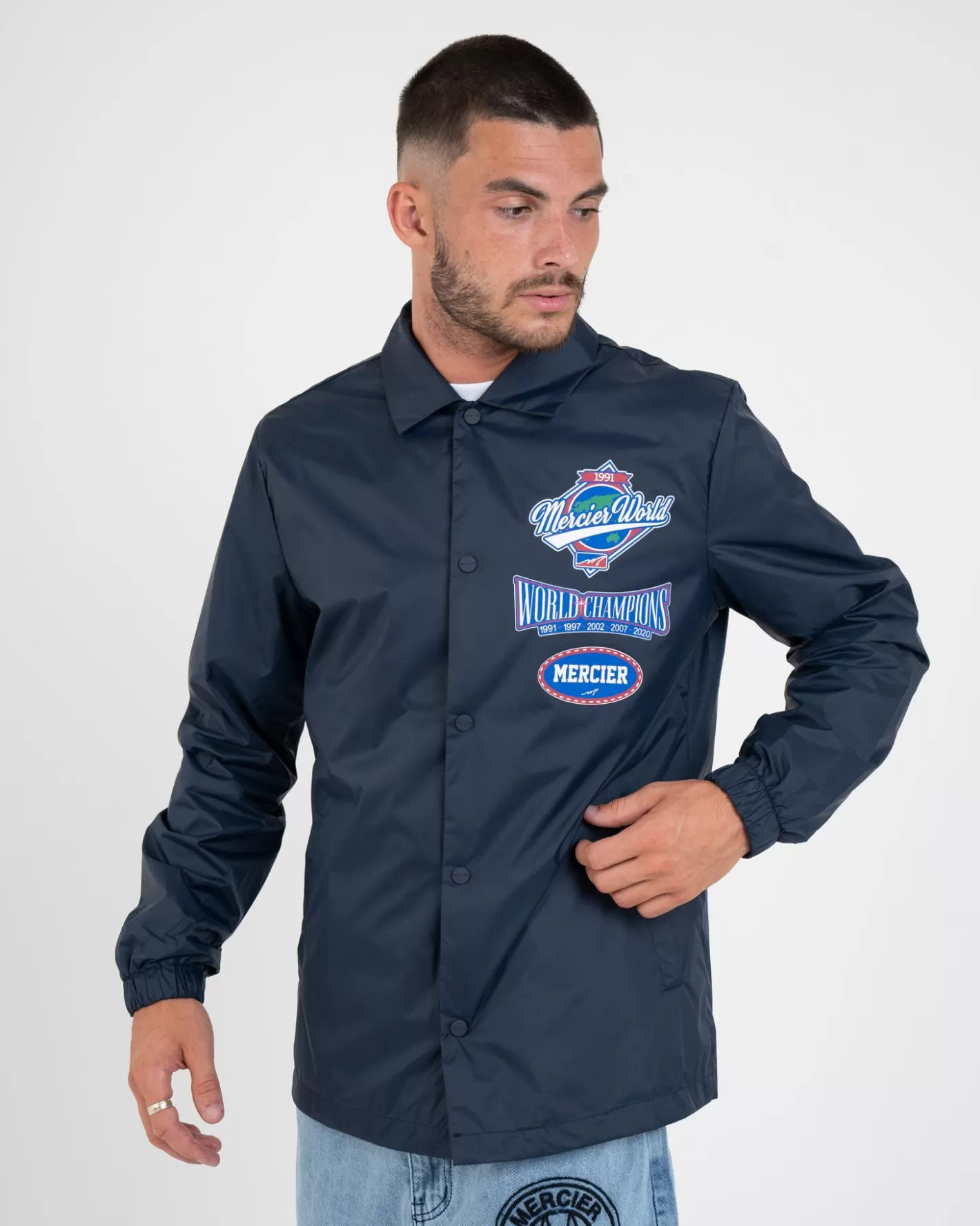 Homme Mercier Vestes<Blouson bleu marine World Coach