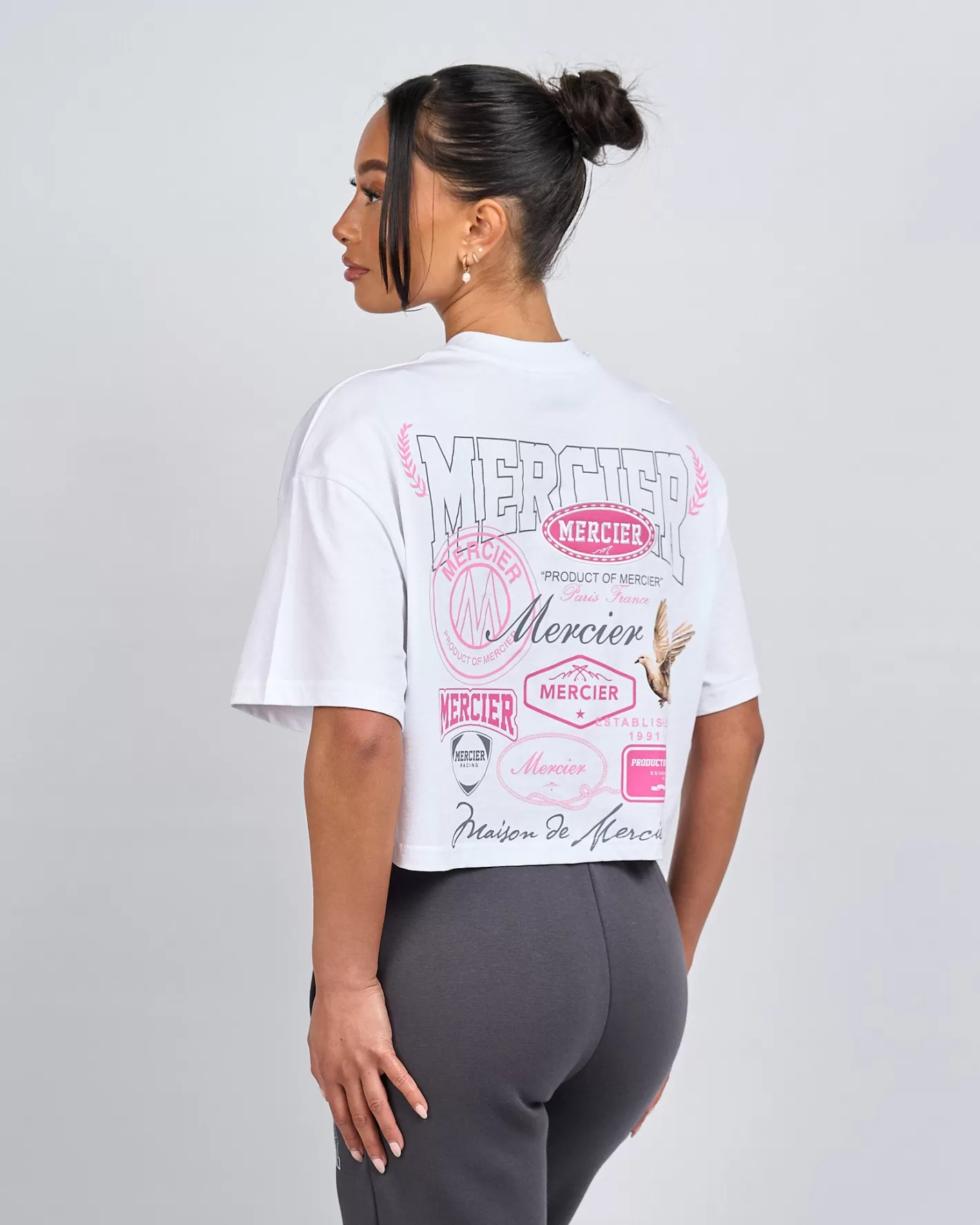 Femme Mercier Hauts Pour Femmes 23 | Les Meilleures Ventes Pour Femmes<Femmes Blanc Rose Multi Tour Cropped Tshirt