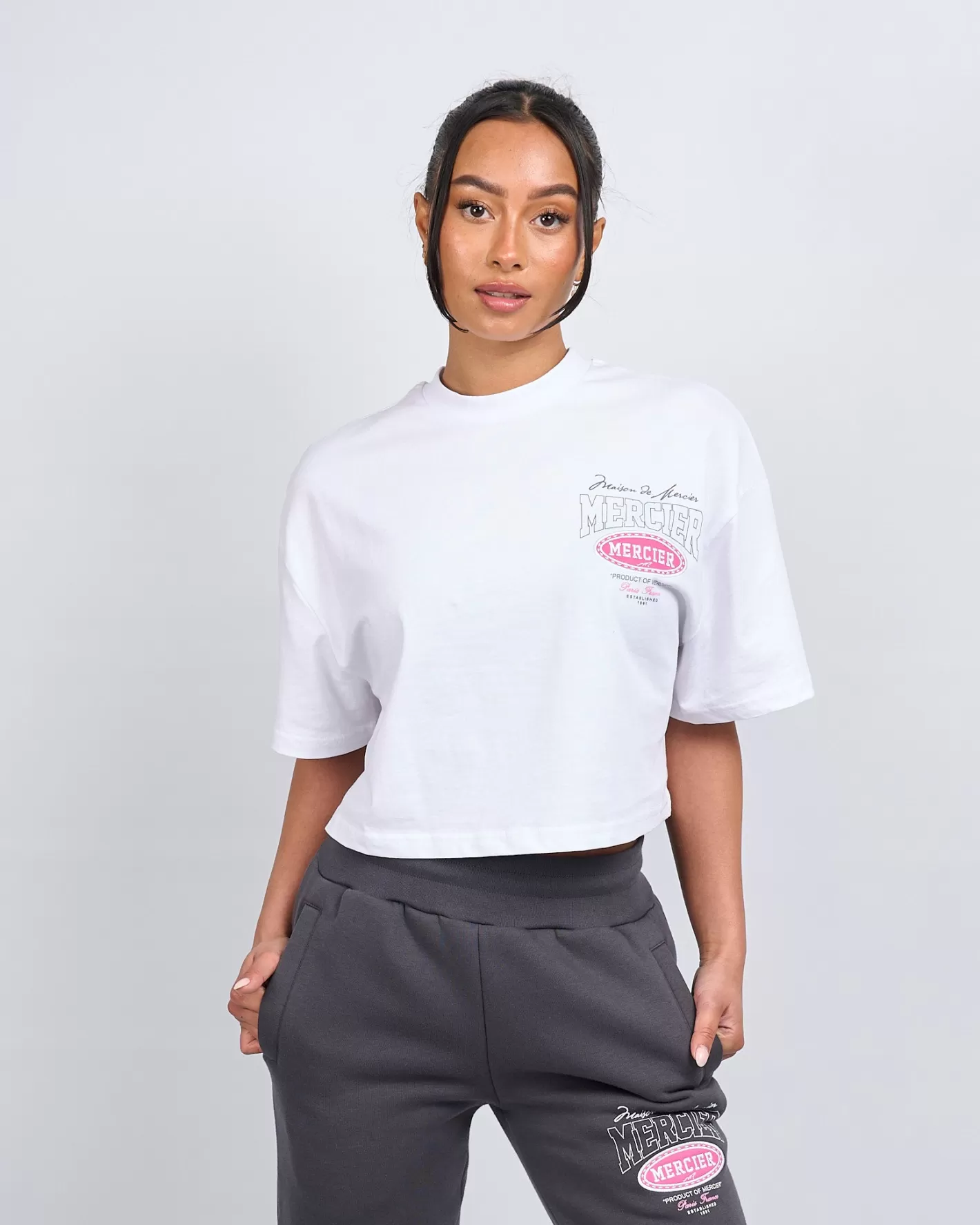 Femme Mercier Hauts Pour Femmes 23 | Les Meilleures Ventes Pour Femmes<Femmes Blanc Rose Multi Tour Cropped Tshirt