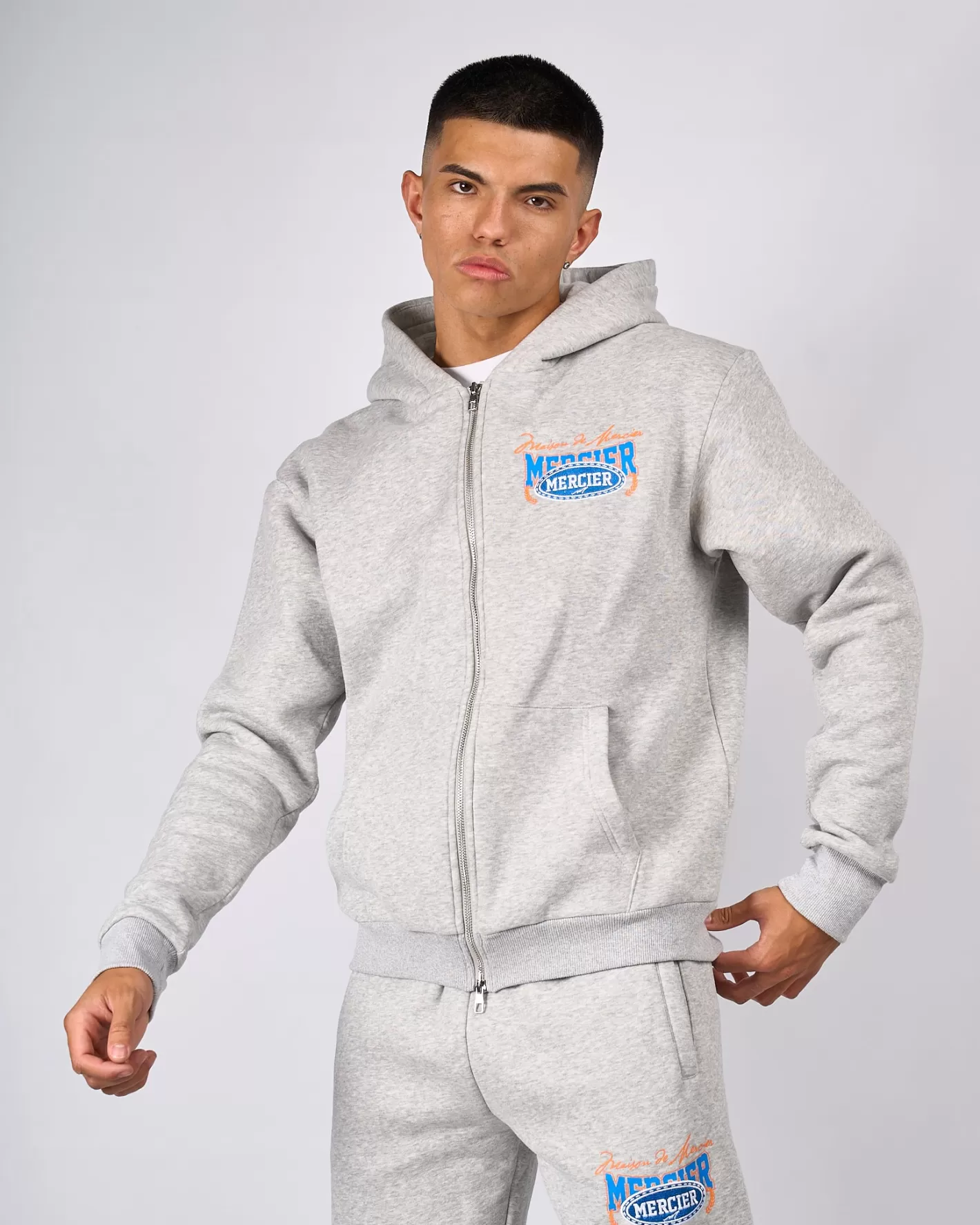 Homme Mercier Hauts De Survêtement/sweats À Capuche | Survêtements<Grey Marl Maison De Zip Hood