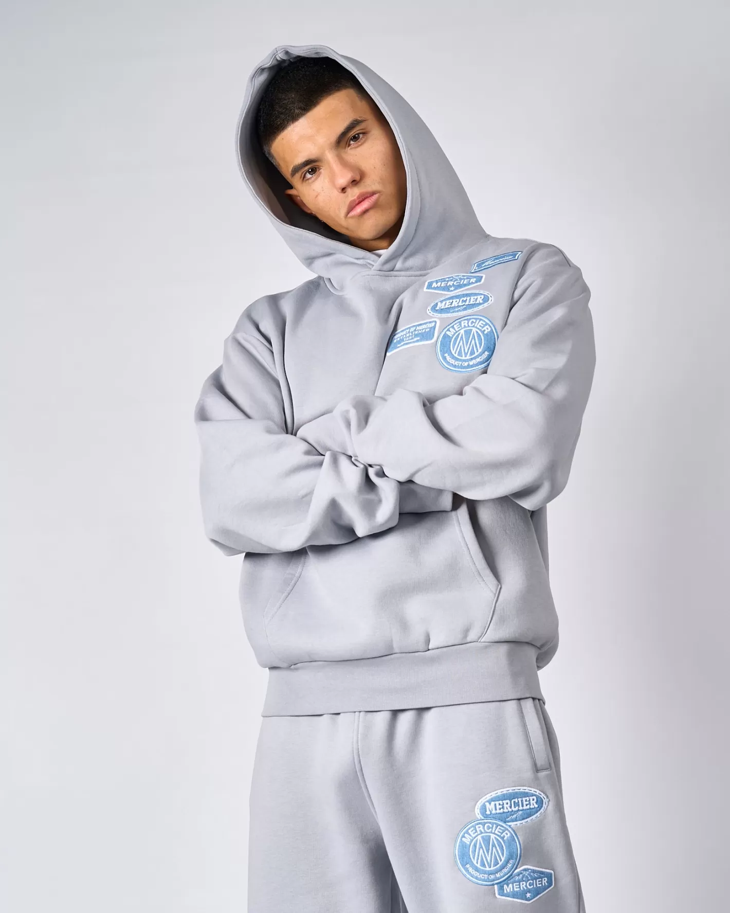 Homme Mercier Hauts De Survêtement/sweats À Capuche | Survêtements<Smoke Grey Denim OG Badge Hoodie