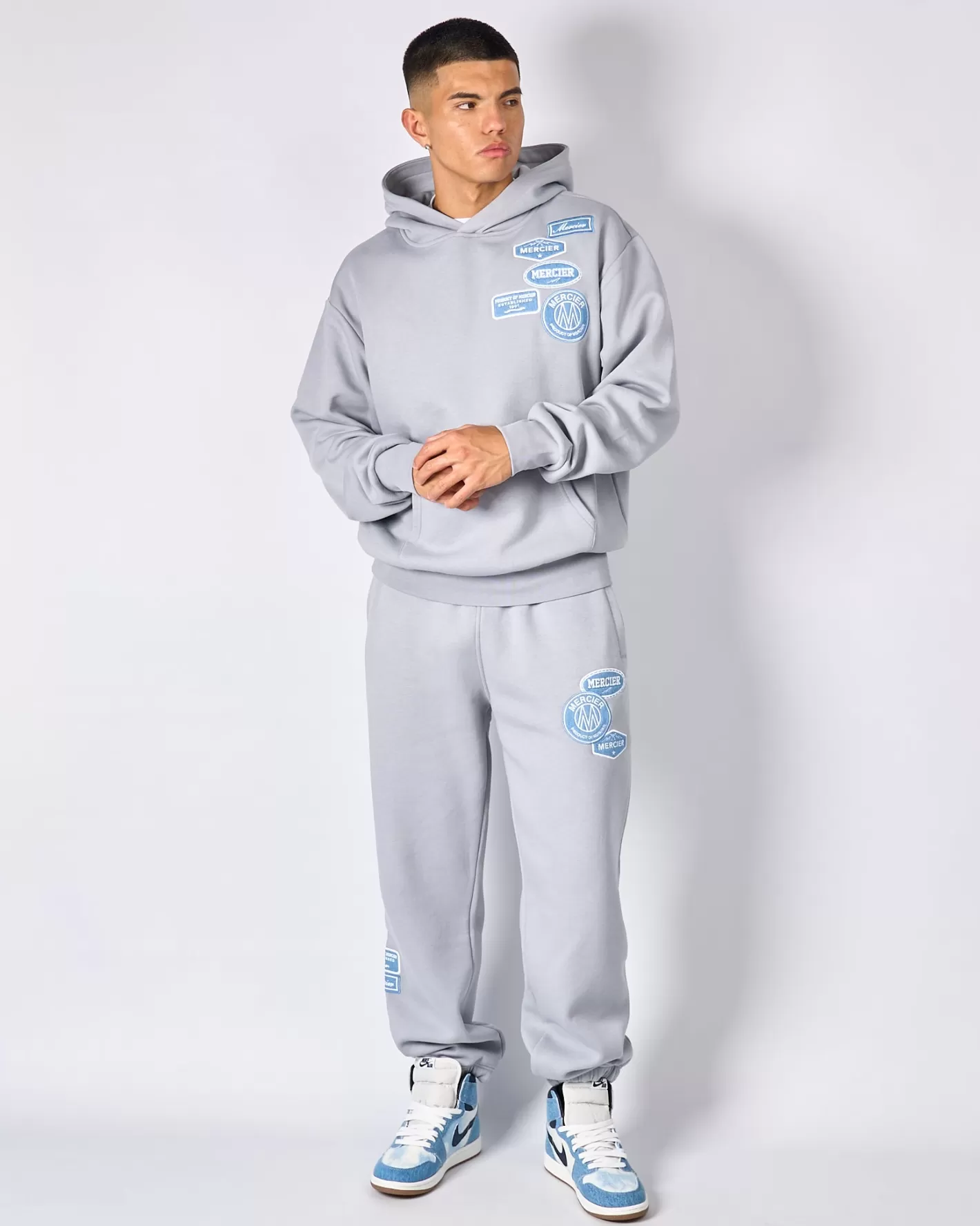 Homme Mercier Hauts De Survêtement/sweats À Capuche | Survêtements<Smoke Grey Denim OG Badge Hoodie