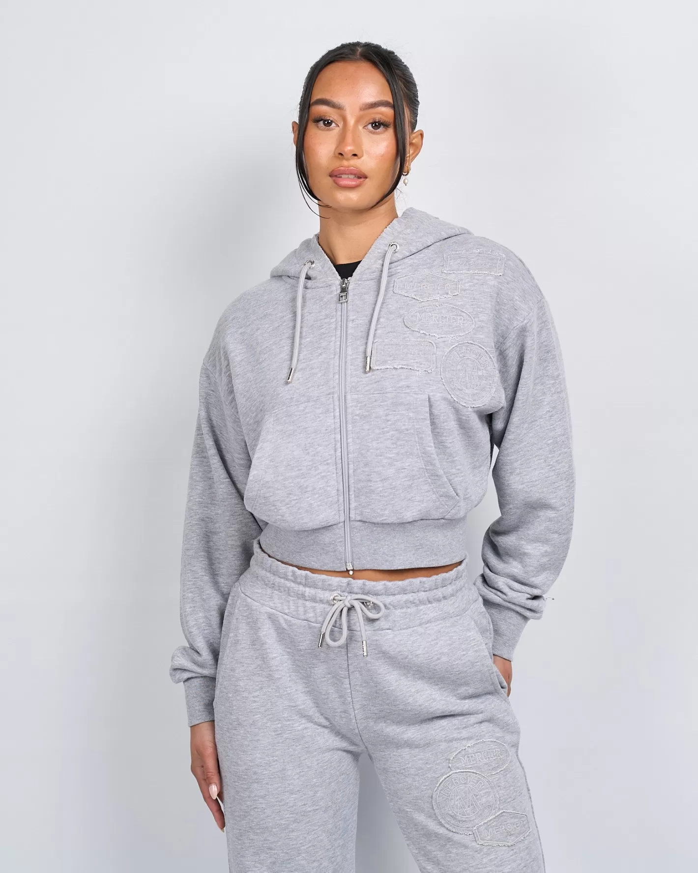 Femme Mercier Outlet Femmes | Hoodies Des Femmes<Sweat à capuche gris chiné OG Badge Raw pour femme